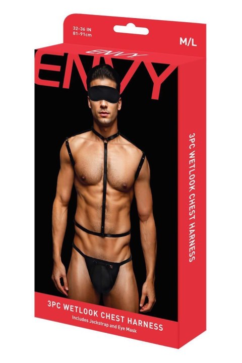 ENVY 3 PCS WETLOOK CHEST HARNESS, L/XL