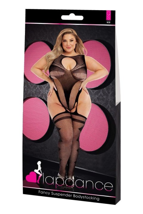 LAPDANCE FANCY SUSPENDER BODYSTOCKING BLACK, QUEEN