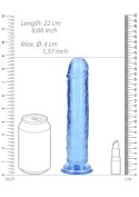 Żelowe niebieskie dildo z przyssawką waginalne i analne 22 cm