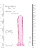 Żelowe różowe dildo z przyssawką waginalne i analne 22 cm