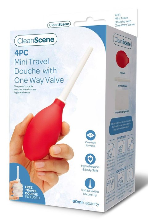 CLEANSCENE 4PCS MINI TRAVEL DOUCHE WITH ONE WAY VALVE