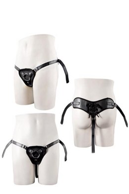 STRAPON BLACK PU HARNESS WITH TWO RINGS