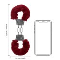 Furry Metal Hand Cuffs - Red