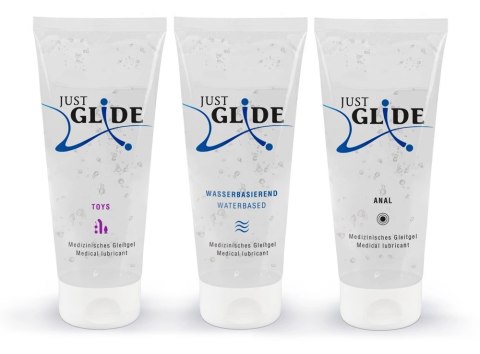 Just Glide - Zestaw 3x200 ml Lubrykant Analny Wodny I Do Zabawek Erotycznyc