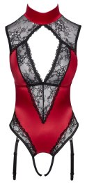 Cottelli LINGERIE - Seksowne Czerwone Body Z Delikatną Koronką Bez Krocza M