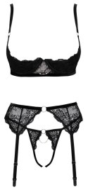 Cottelli LINGERIE - Seksowne Koronkowy 3-Częściowy Komplecik Czarny 85B/L