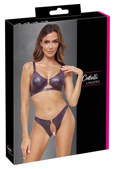 Cottelli LINGERIE - Seksowny Miękki Biustonosz I Otwarte Majteczki Fioletowe L