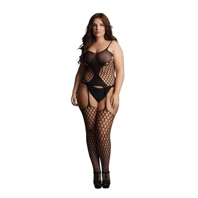 Le desir - Bodystocking z dużym wzorem Plus Size