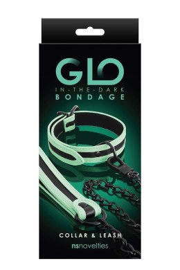 GLO BONDAGE COLLAR AND LEASH GREEN