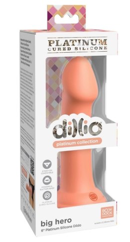 Dillio Platinum - Klasyczne Dildo Z Widocznym Żołędziem Big Hero 17,2 cm Pomarańczowe