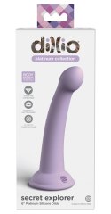 Dillio Platinum - Silikonowe Dildo Z Okrągłą Końcówką Secret Explorer 17,2 cm Fioletowe