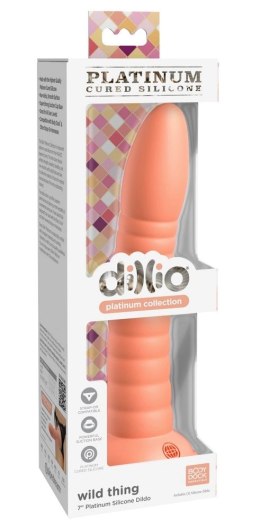 Dillio Platinum - Silikonowe Zakrzywione Dildo Z Rowkami 19,7 cm Wild Thing Pomarańczowe