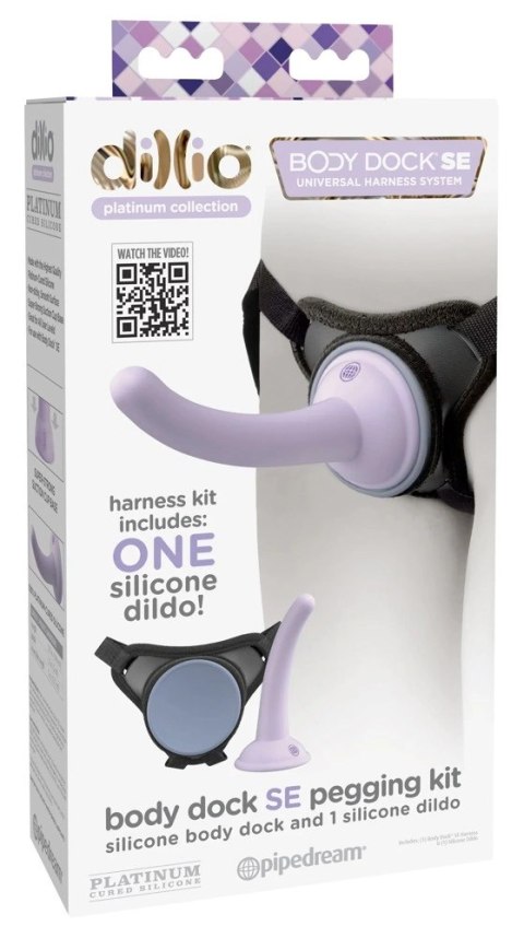 Dillio Platinum - Uprząż Strap-On W Komplecie Z Dildo 14,6 cm Fioletowe