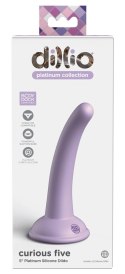 Dillio Platinum - Miękkie Silikonowe Dildo Zakrzywione Curious Five 14,6 cm Fioletowe