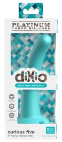 Dillio Platinum - Miękkie Silikonowe Dildo Zakrzywione Curious Five 14,6 cm Turkusowe