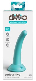 Dillio Platinum - Miękkie Silikonowe Dildo Zakrzywione Curious Five 14,6 cm Turkusowe