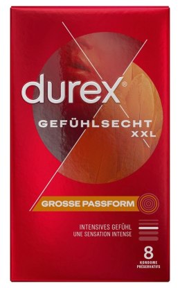 Durex - Duże Prezerwatywy Na Bazie Silikonu Ze Smoczkiem gefühlsecht extra larg8 8szt