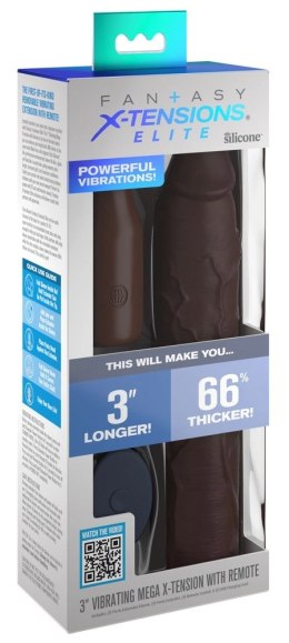 FXTE - Nakładka Na Penisa 66% Grubszy Penis + 7,6 CM Z Wibracjami Brązowy