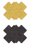 PRETTY PASTIES GLITTER CROSS BLACK GOLD 2 PAIR