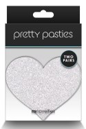 PRETTY PASTIES GLITTER HEARTS RED SILVER 2 PAIR