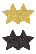 PRETTY PASTIES GLITTER STARS BLACK GOLD 2 PAIR