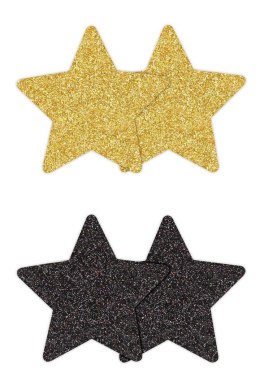 PRETTY PASTIES GLITTER STARS BLACK GOLD 2 PAIR