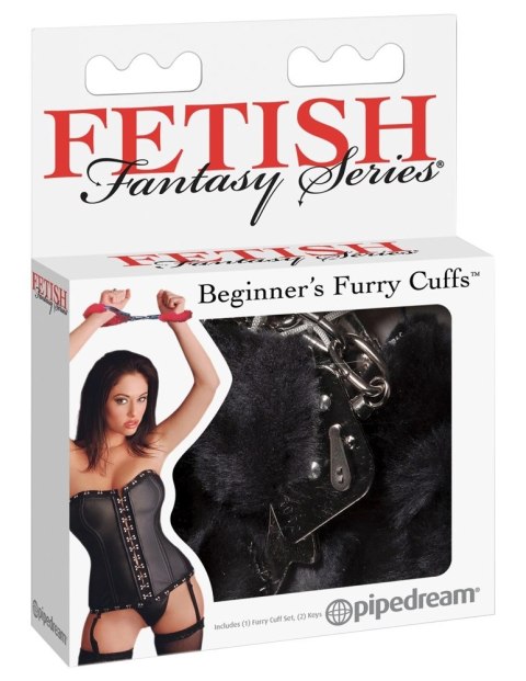 Fetish Fantasy Series - Srebrne Kajdanki Z Czarnym Futerkiem 2 Kluczki