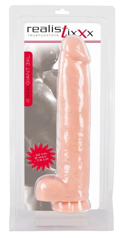 Realistixxx - Xxxl Naturalne Dildo Z Żyłami Żołędziem I Jądrami 42cm