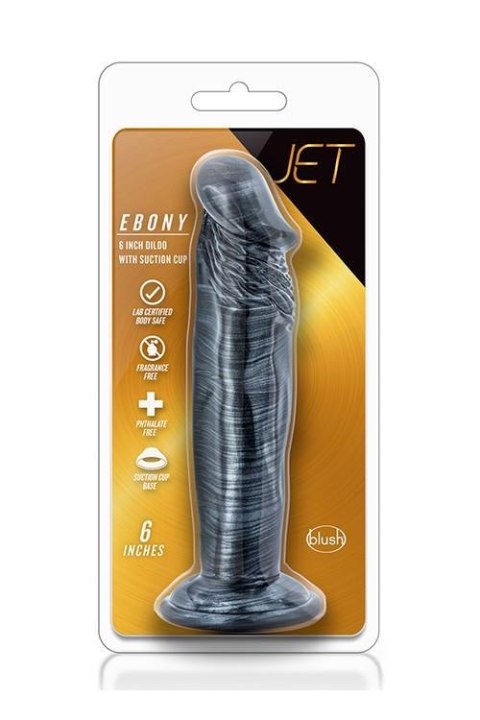 JET EBONY 6INCH DILDO EBONY METALLIC