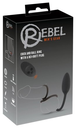 Rebel - Pierścień Erekcyjny Z Wtyczką Analną Wibrujący Cock&ball ring with a RC