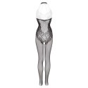 Crotchless bodystocking with flowerlace Amara- black