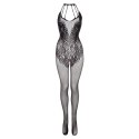 Crotchless bodystocking with flowerlace Amara- black