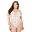 Coquette - Body z siateczki z wysokim wycięciem i ukrytym otwartym krokiem - Plus Size