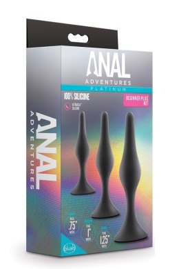 ANAL ADVENTURES PLATINUM SILICONE BEGINNER PLUG KIT BLACK