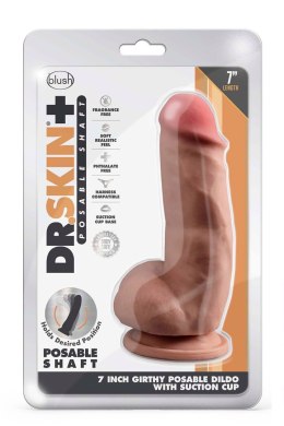 DR. SKIN PLUS 7 INCH GIRTHY POSABLE DILDO WITH BALLS MOCHA