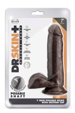 DR. SKIN PLUS 7 INCH POSABLE DILDO WITH BALLS CHOCOLATE