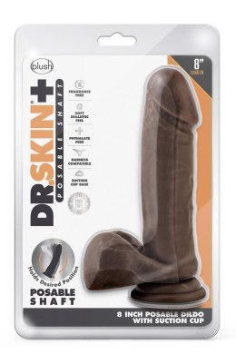 DR. SKIN PLUS 8 INCH POSABLE DILDO WITH BALLS CHOCOLATE