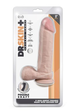 DR. SKIN PLUS 9 INCH THICK POSABLE DILDO WITH BALLS VANILLA