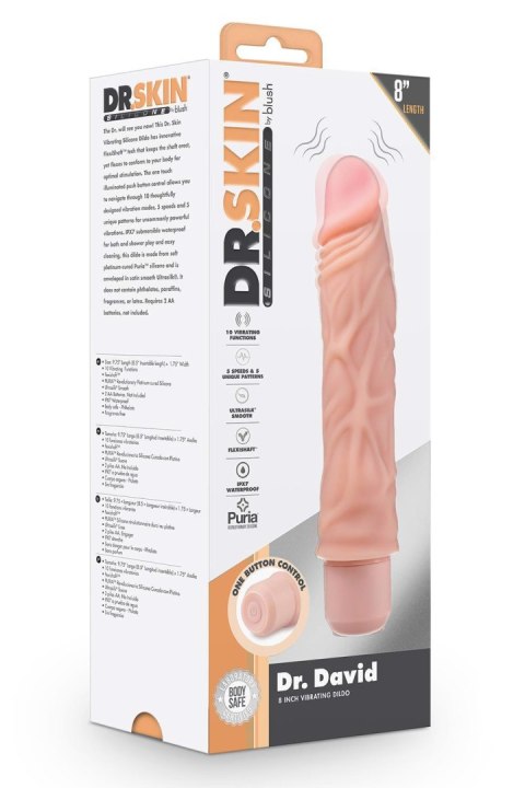 DR. SKIN SILICONE DR. DAVID 8 INCH VIBRATING DILDO BEIGE