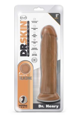 DR. SKIN SILICONE DR. HENRY 9 INCH DILDO WITH SUCTION CUP MOCHA