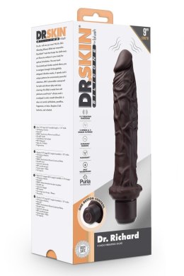 DR. SKIN SILICONE DR. RICHARD 9 INCH VIBRATING DILDO BROWN