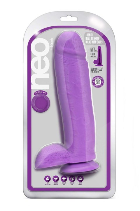 NEO 10 INCH DUAL DENSITY DILDO NEON PURPLE