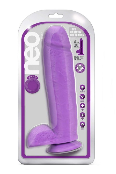 NEO 11 INCH DUAL DENSITY DILDO NEON PURPLE