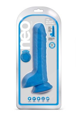 NEO 9 INCH DUAL DENSITY DILDO NEON BLUE