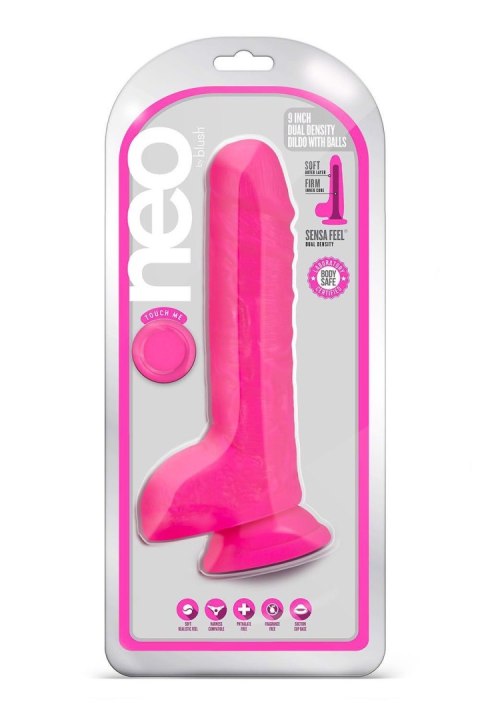 NEO 9 INCH DUAL DENSITY DILDO NEON PINK