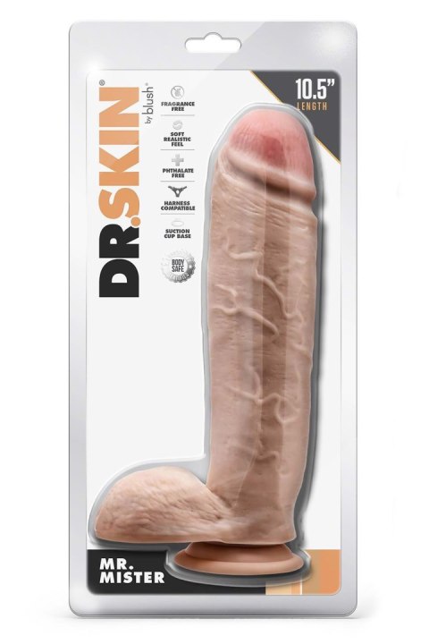 DR. SKIN MR. MISTER 10.5 INCH DILDO WITH BALLS BEIGE