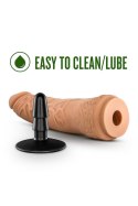 LOCK ON HEXANITE 7.5 INCH DILDO WITH SUCTION CUP ADAPTER MOCHA