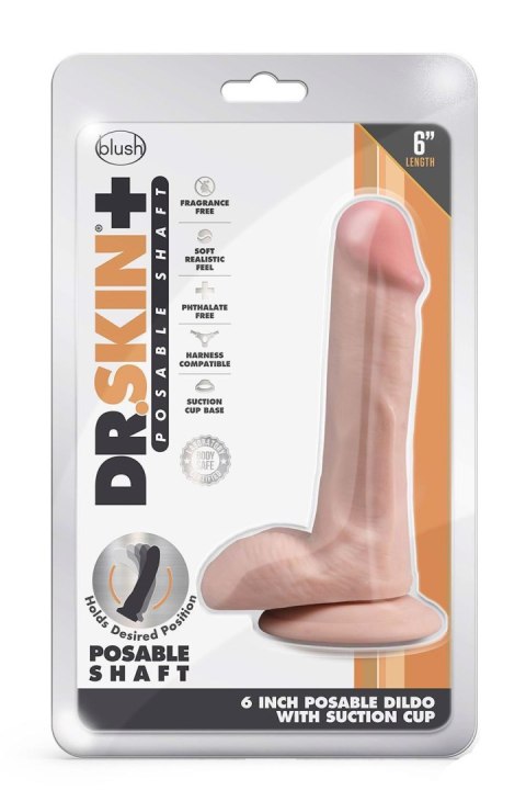 DR. SKIN PLUS 6 INCH POSABLE DILDO WITH BALLS VANILLA