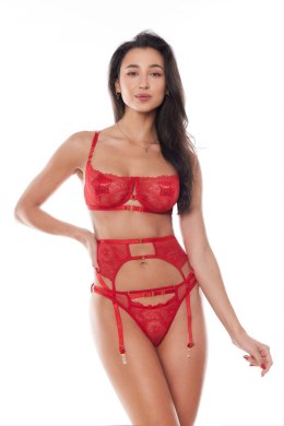 AMOURA SET RED (bra,belt,string/biustonosz, pas, stringi) L/XL