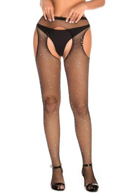 BLACK STRASS OPEN TIGHTS TU (Size: TU)